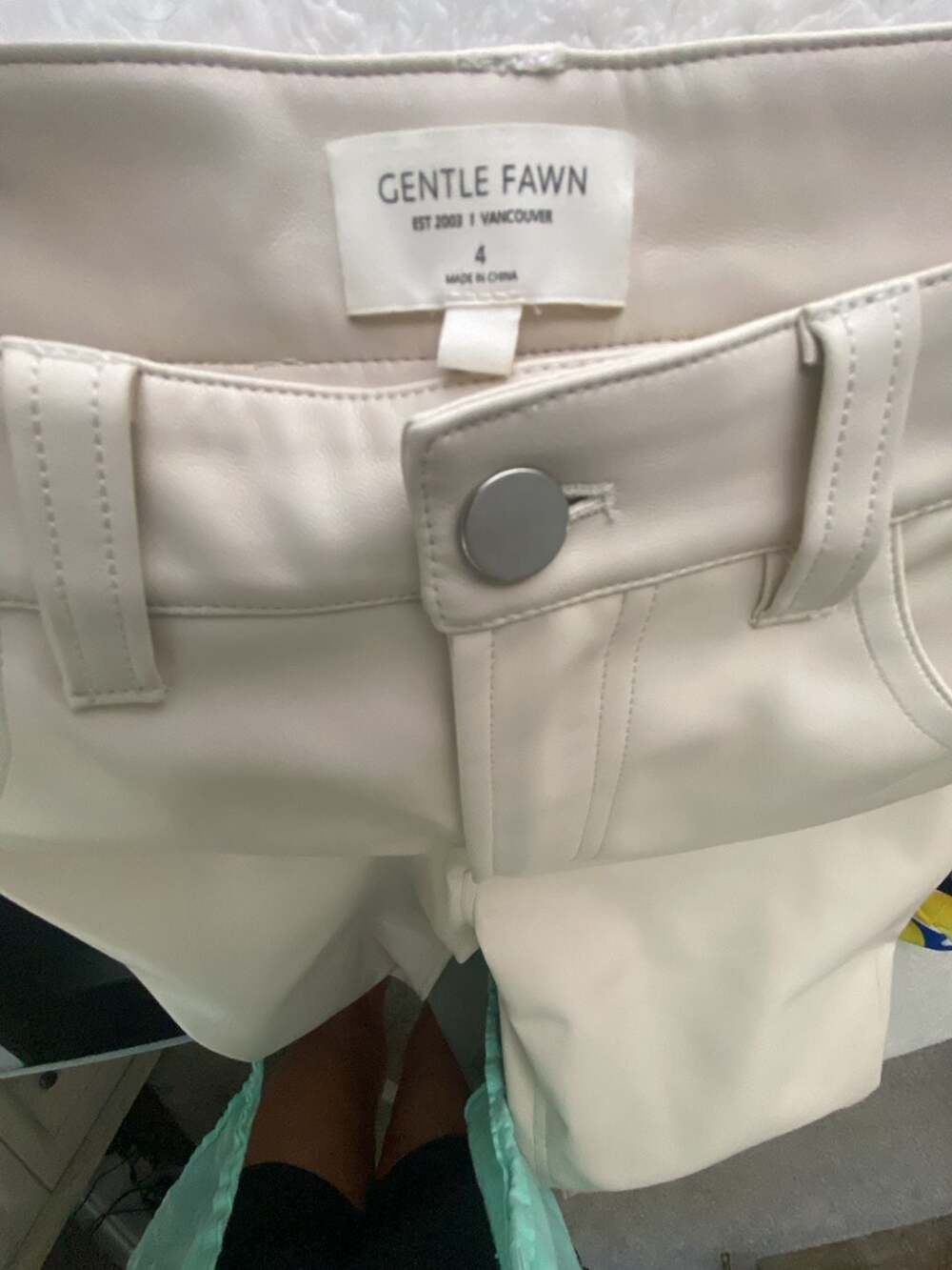 Gentle Fawn Cream Faux Leather Pants Size 4